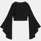 Plunge Flare Sleeve Cropped Top